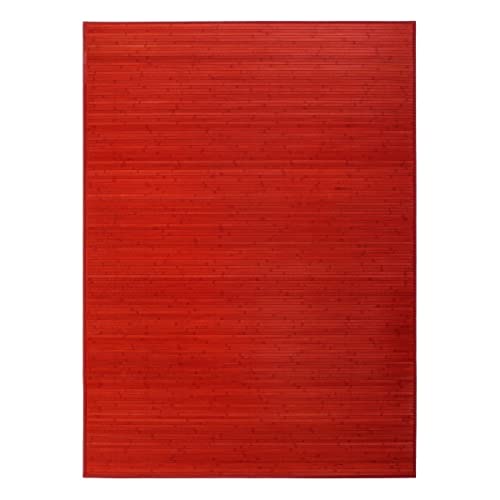 Lola Home Alfombra para salón de bambú (180 x 250 cm, Rojo)