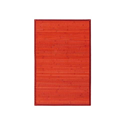 Alfombra Pasillera, Dormitorio o Salón de Madera Bambú(Rojo, 60 x 90 cm)
