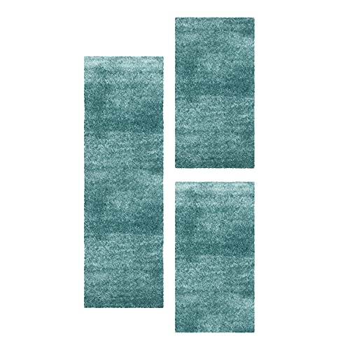 SIMPEX Halı Halı - Juego de 3 alfombras de pelo largo Shaggy (2 de 60 x 110 cm...