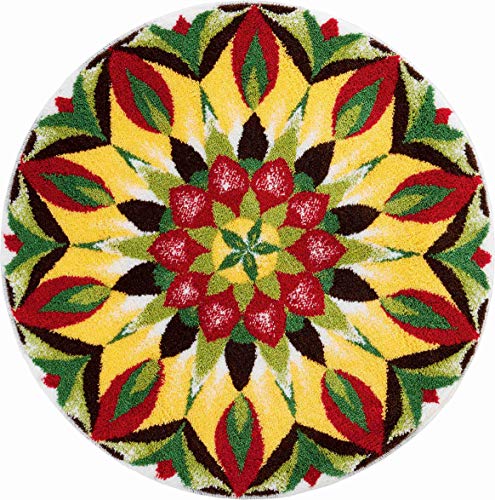Grund Mandala of Life Alfombra de Baño, Acrílico, Verde Amarillo, 60 cm